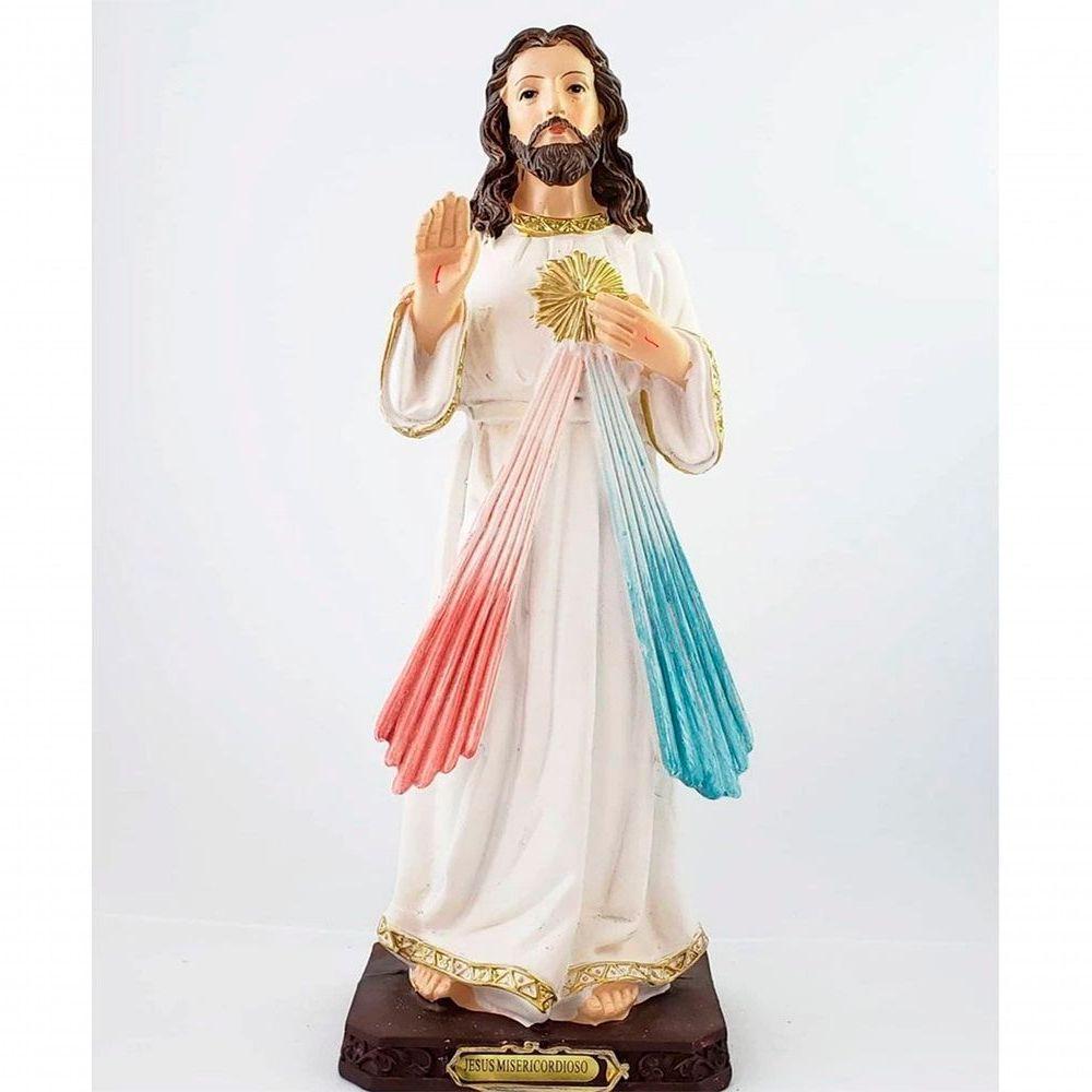 Santo Imagem Jesus Misericordioso Estatua Em Resina De 30cm - 1