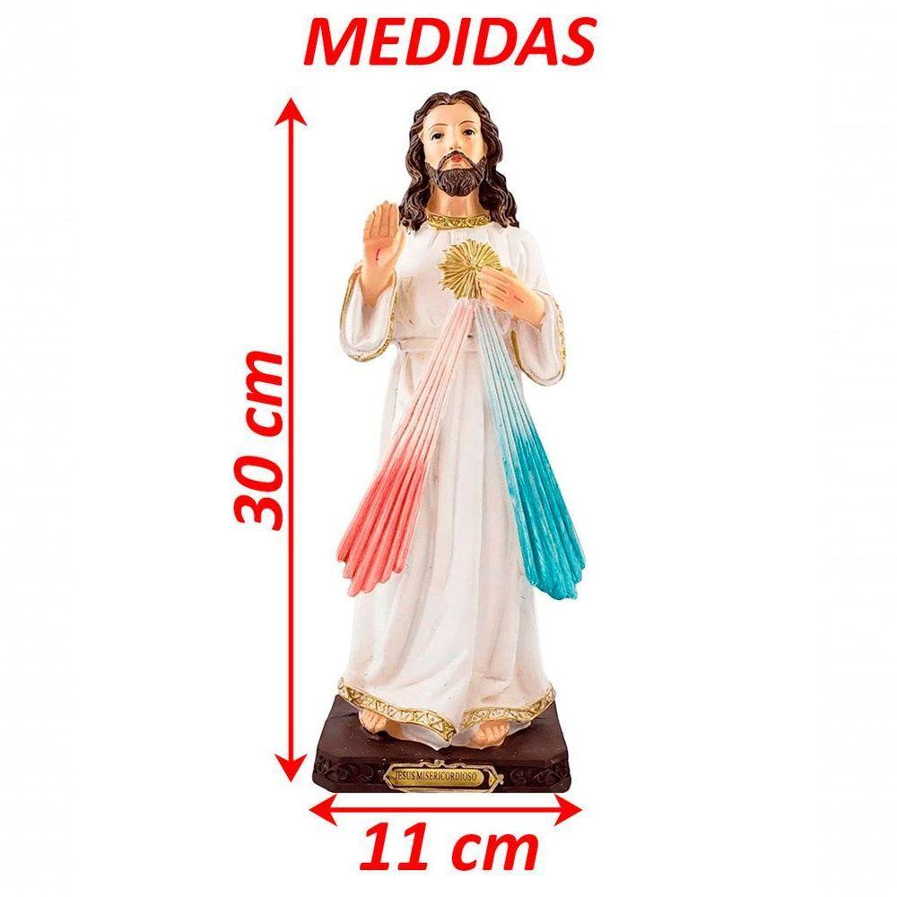 Santo Imagem Jesus Misericordioso Estatua Em Resina De 30cm - 4
