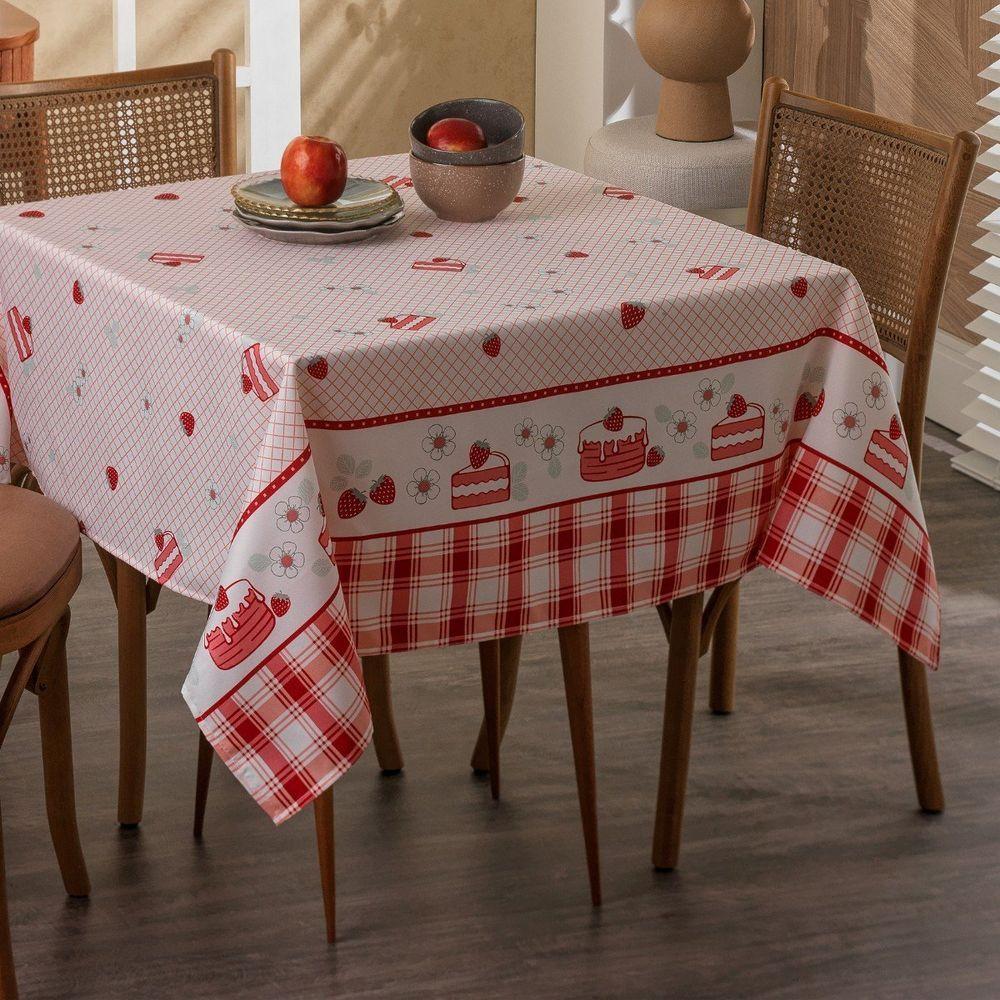 Toalha De Mesa Quadrada 4 Lugares 1,40x1,40m Impermeável Appel Bolo - 5