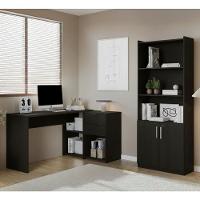 Conjunto Para Escritorio Com Mesa Em L Nt2060 E Armário Multiuso Preto Notável Móveis - 1