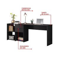 Conjunto Para Escritorio Com Mesa Em L Nt2060 E Armário Multiuso Preto Notável Móveis - 3