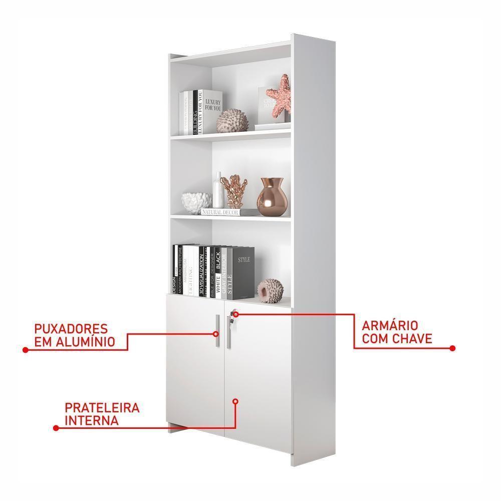 Conjunto Para Escritorio Com Mesa Em L Nt2060 E Armário Multiuso Branco Notável Móveis - 6