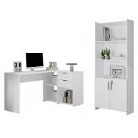 Conjunto Para Escritorio Com Mesa Em L Nt2060 E Armário Multiuso Branco Notável Móveis - 2