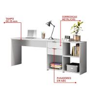 Conjunto Para Escritorio Com Mesa Em L Nt2060 E Armário Multiuso Branco Notável Móveis - 3
