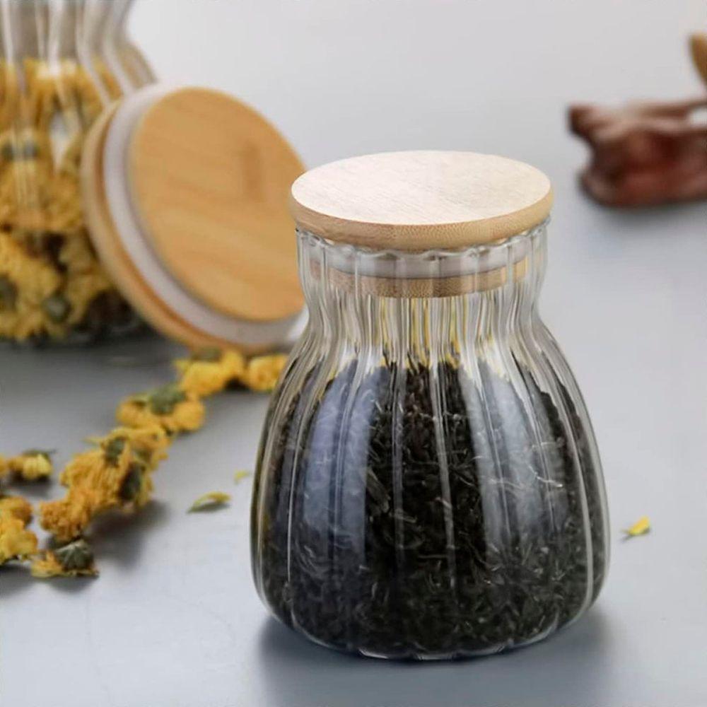 Kit 4 Pote Hermético Com Tampa Bambu Recipiente Vidro 700ml - 2