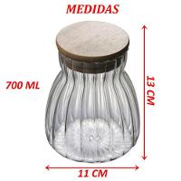 Pote Hermético Com Frisos Tampa Bambu Recipiente Vidro 700ml - 5