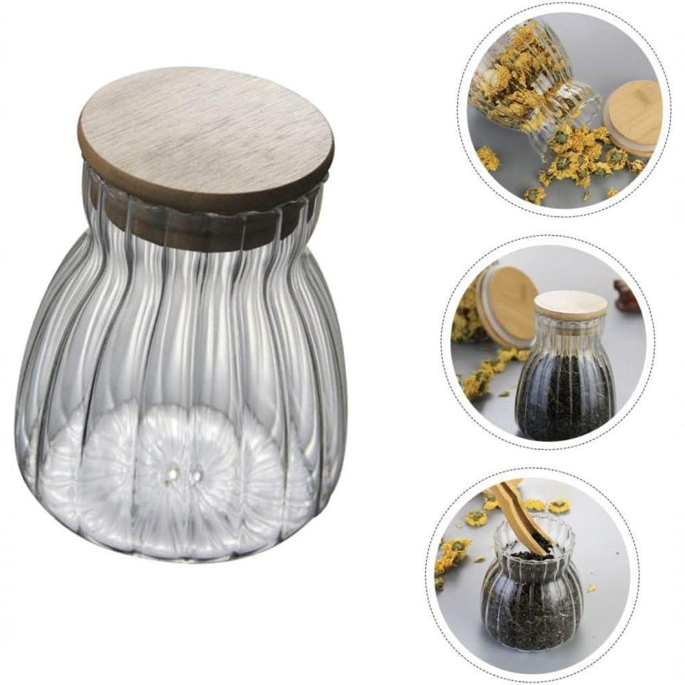 Kit 2 Potes Hermético De Vidro Com Tampa Bambu 450ml E 700ml - 4