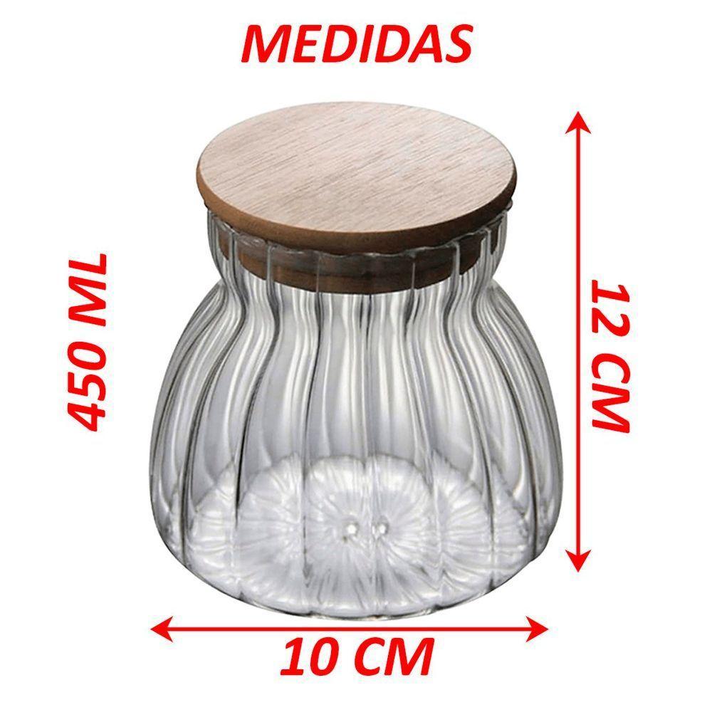 Kit 2 Potes Hermético De Vidro Com Tampa Bambu 450ml E 700ml - 5