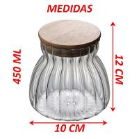Kit 2 Potes Hermético De Vidro Com Tampa Bambu 450ml E 700ml - 5