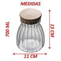 Kit 2 Potes Hermético De Vidro Com Tampa Bambu 450ml E 700ml - 6