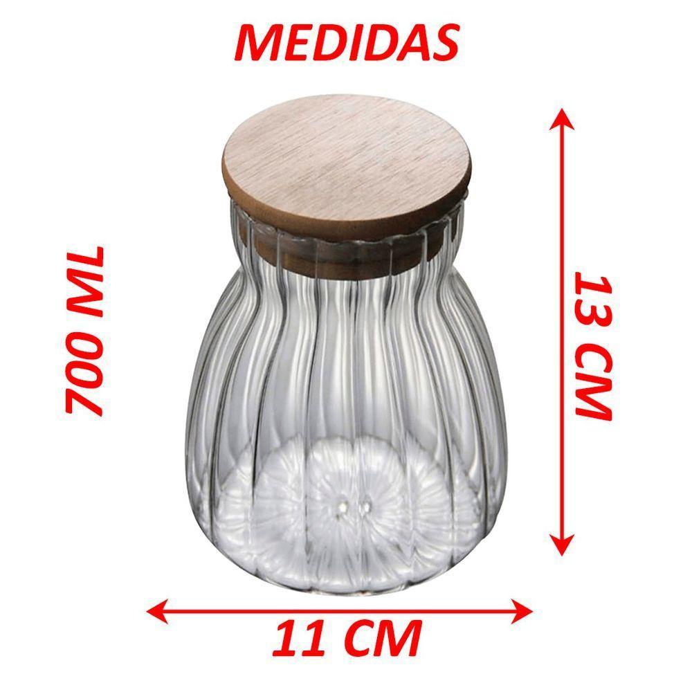 Kit 2 Pote Hermético De Vidro Com Tampa Bambu 700ml E 1litro - 5