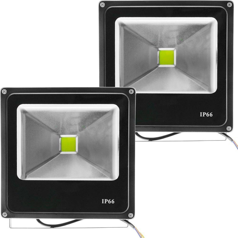 Kit 2 Refletores Led Holofote Externo Jardim Muro 20w Verde - 1