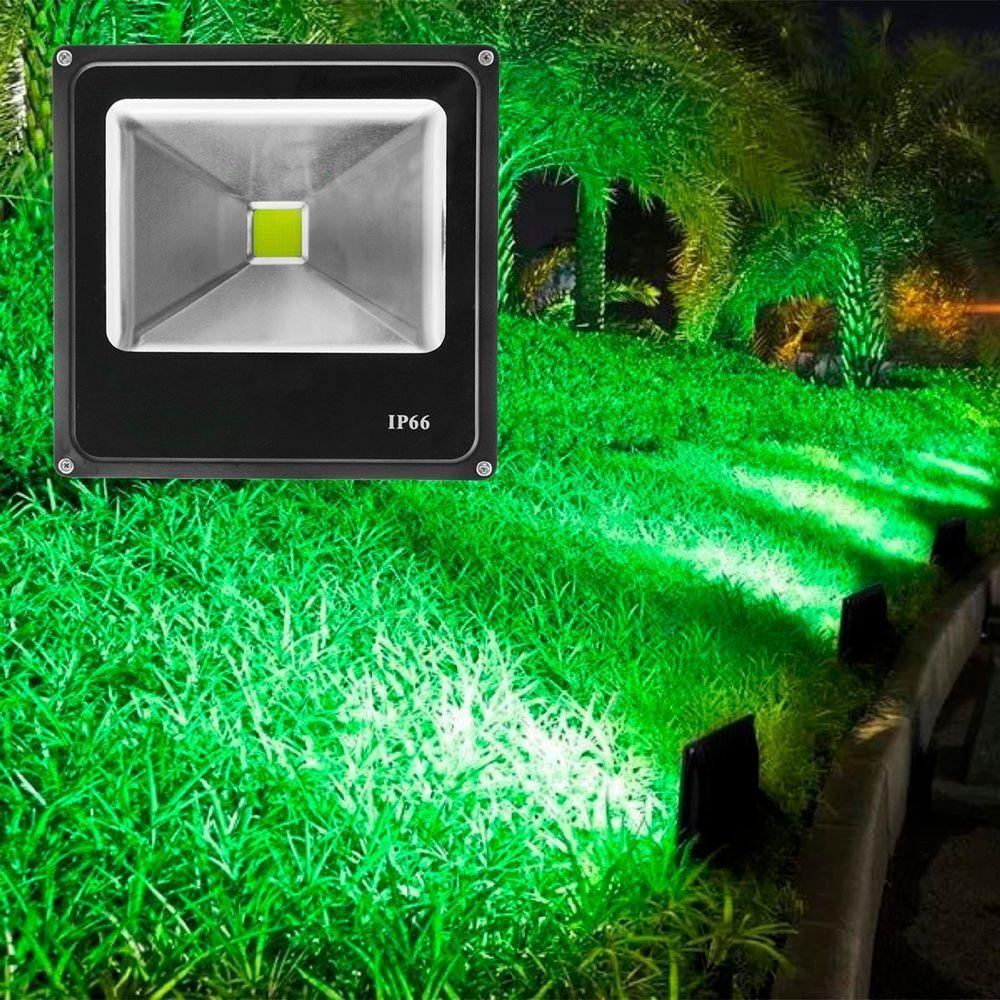 Kit 6 Refletores Led Holofote Externo Jardim Muro 20w Verde - 2