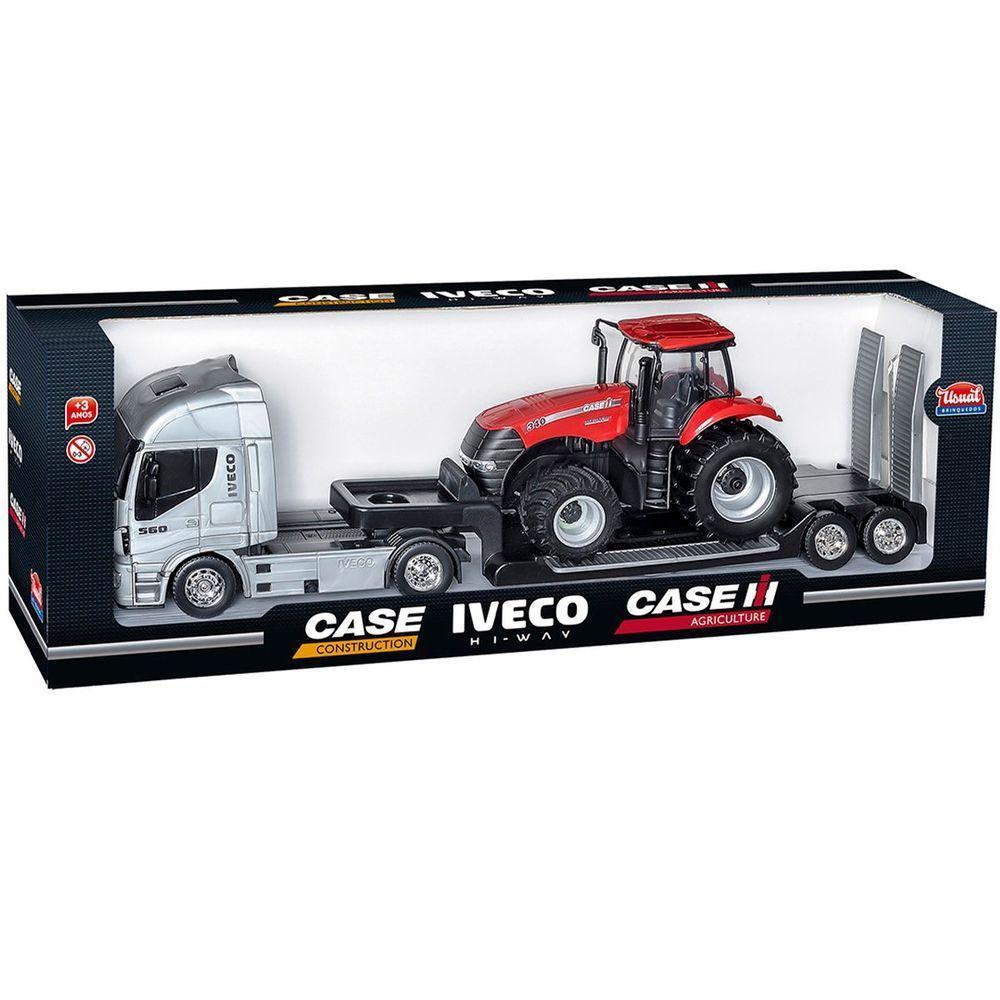 Brinquedo Colecionável Miniatura Caminhão Iveco Trator Case Laranja - 4