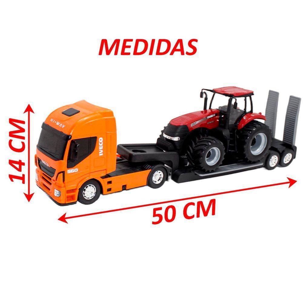 Brinquedo Colecionável Miniatura Caminhão Iveco Trator Case Laranja - 5