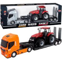 Brinquedo Colecionável Miniatura Caminhão Iveco Trator Case Laranja - 1
