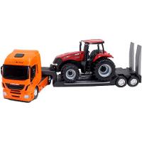 Brinquedo Colecionável Miniatura Caminhão Iveco Trator Case Laranja - 3