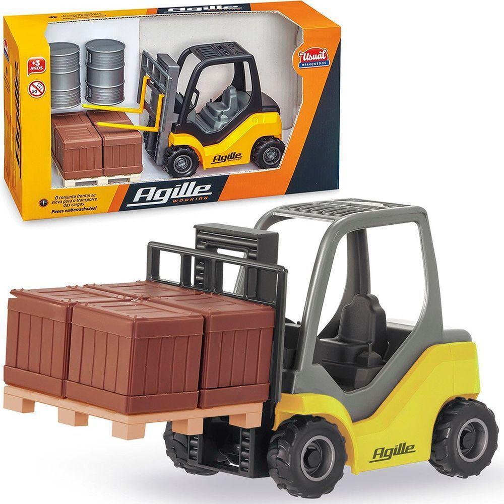 Brinquedo Colecionável Miniatura Empilhadeira Agile Working Amarelo - 1