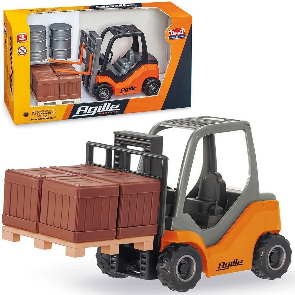 Brinquedo Colecionável Miniatura Empilhadeira Agile Working Laranja - 1