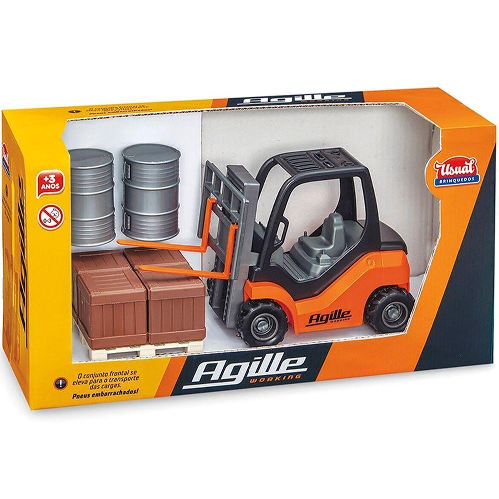 Brinquedo Colecionável Miniatura Empilhadeira Agile Working Laranja - 4