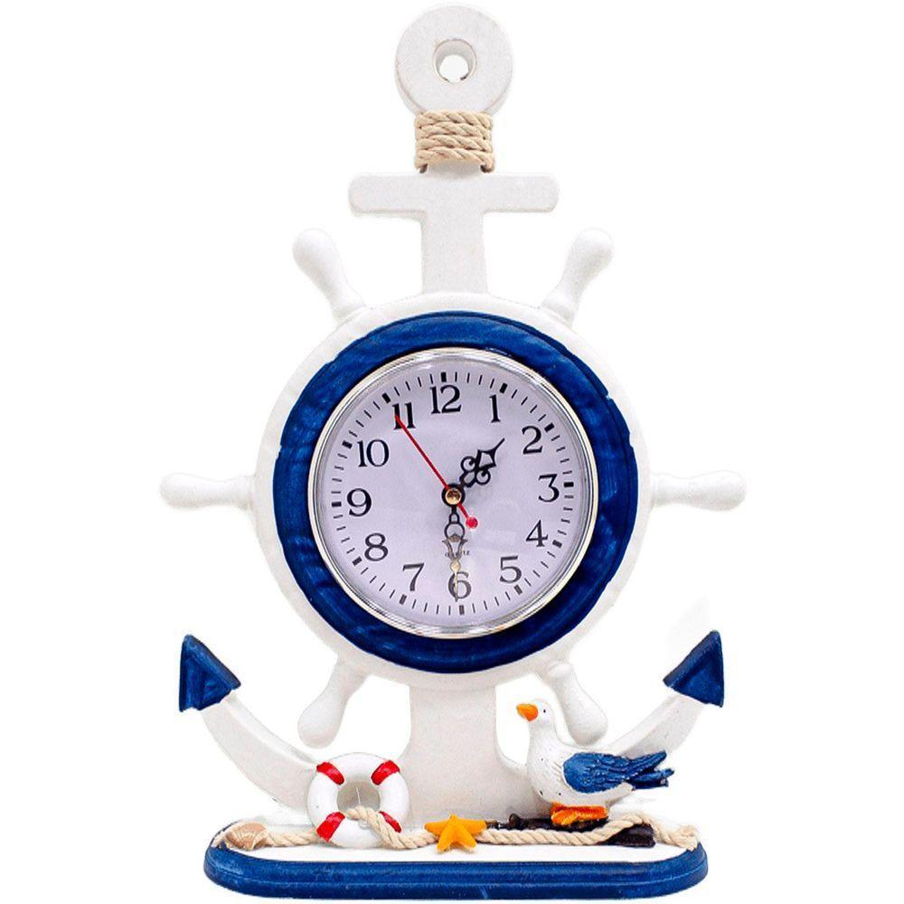 Relógio Decorativo Mesa Ancora Timão Náutico Marítimo 34cm - 1