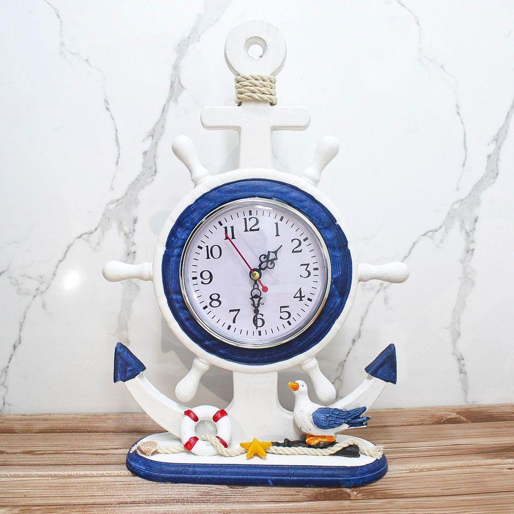 Relógio Decorativo Mesa Ancora Timão Náutico Marítimo 34cm - 2