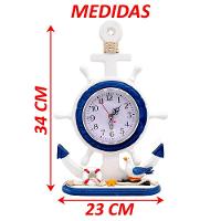 Relógio Decorativo Mesa Ancora Timão Náutico Marítimo 34cm - 4