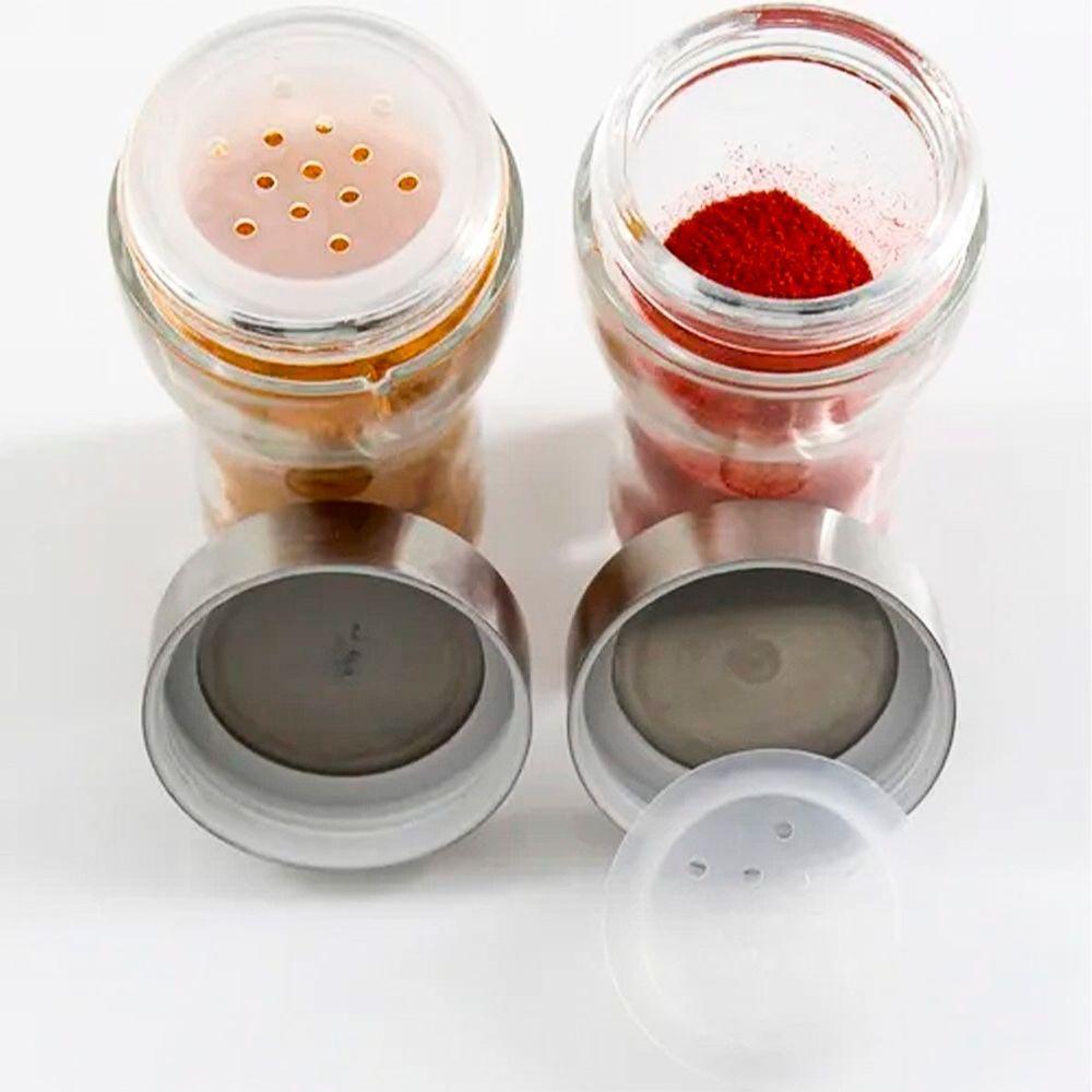 Porta Temperos Condimentos Vidro Conjunto 6pçs Com Suporte - 4