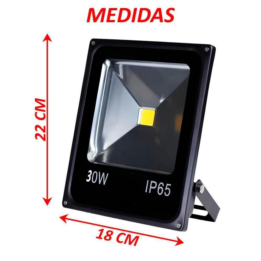 Kit 2 Refletores Led Holofote Externo Jardim Muro 30w Branco - 6