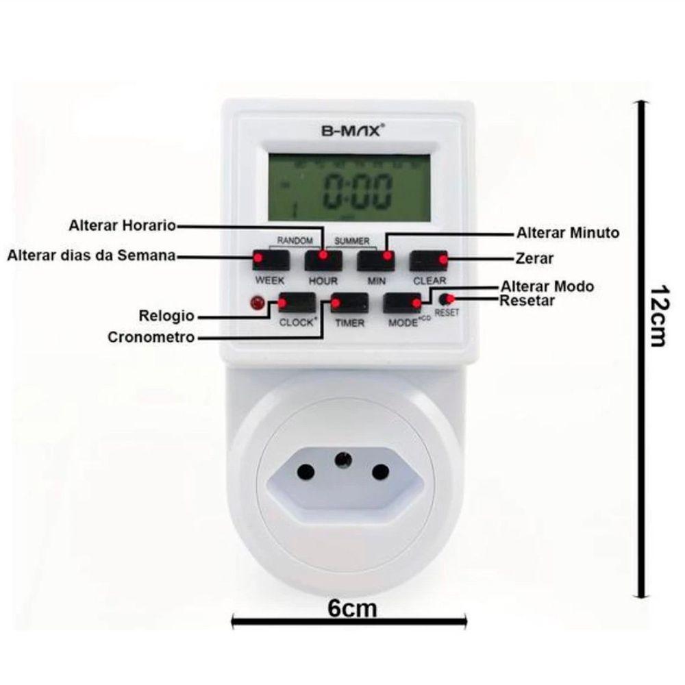 Temporizador Timer Relógio Digital Tomada Programável Bivolt - 5