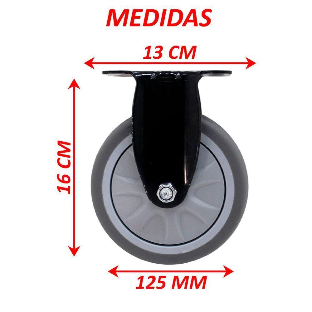 Kit 6 Rodinhas Roda Rodizio Reforçado Anti Risco De 125x32mm - 6