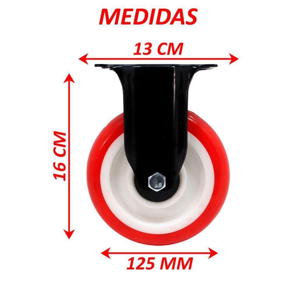 Kit 6 Roda Rodinhas Rodizio Reforçado Anti Risco De 125x32mm - 6