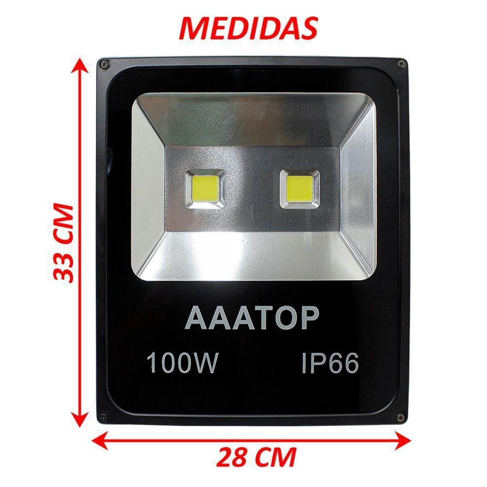 Kit 6 Refletor Led Holofote Externo Jardim Muro 100w Branco - 6