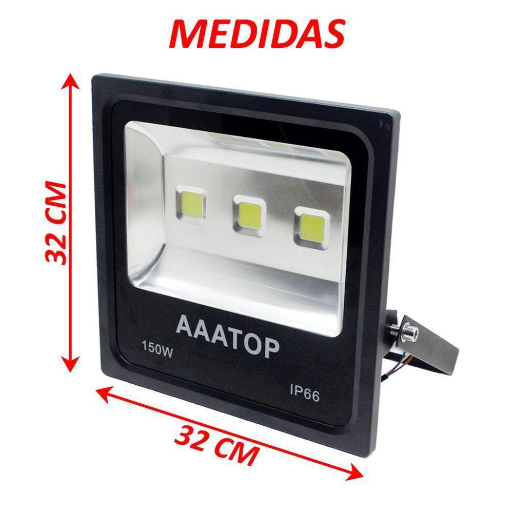 Kit 4 Refletor Led Holofote Externo Jardim Muro 150w Branco - 6