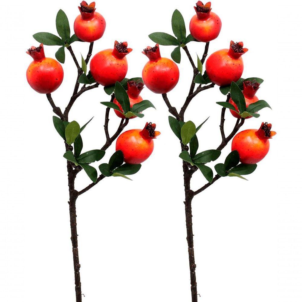 Kit 8 Plantas Fruta Romã Artificial Decoração Natal De 60cm - 1