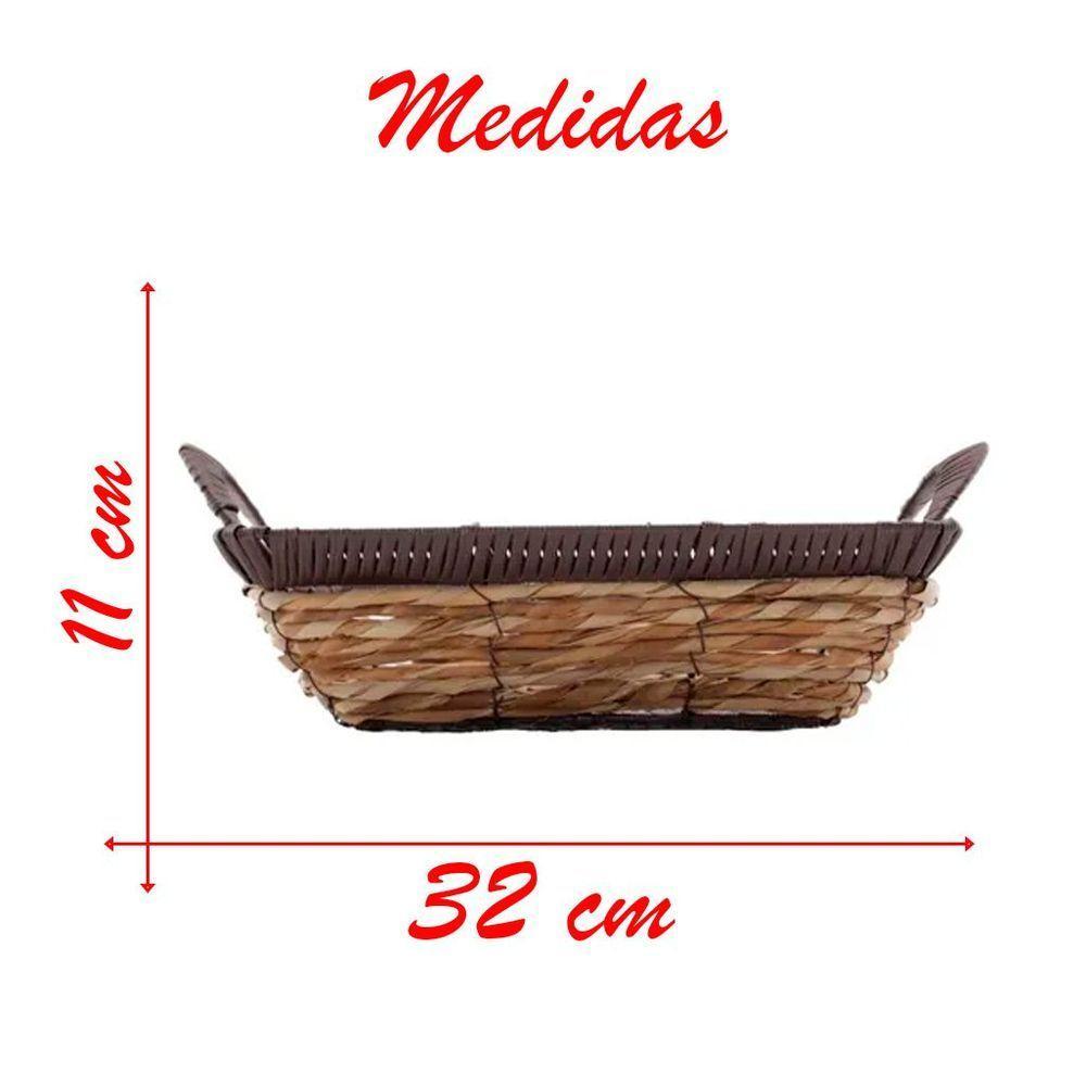 Kit Cesto Multiuso Porta Frutas Palha Fruteira Com Alça 32cm - 2