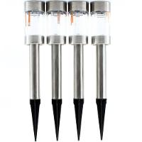 Kit 6 Luminária Solar Luz De Led Para Jardim Cromado - 1