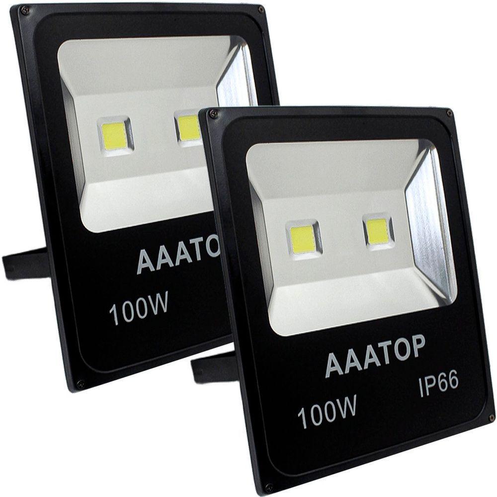 Kit 2 Refletor Led Holofote Externo Jardim Muro 100w Branco - 1