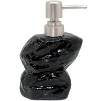 Saboneteira Líquida Decoração Preto Banheiro Cerâmica 350ml - 3