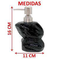 Saboneteira Líquida Decoração Preto Banheiro Cerâmica 350ml - 4
