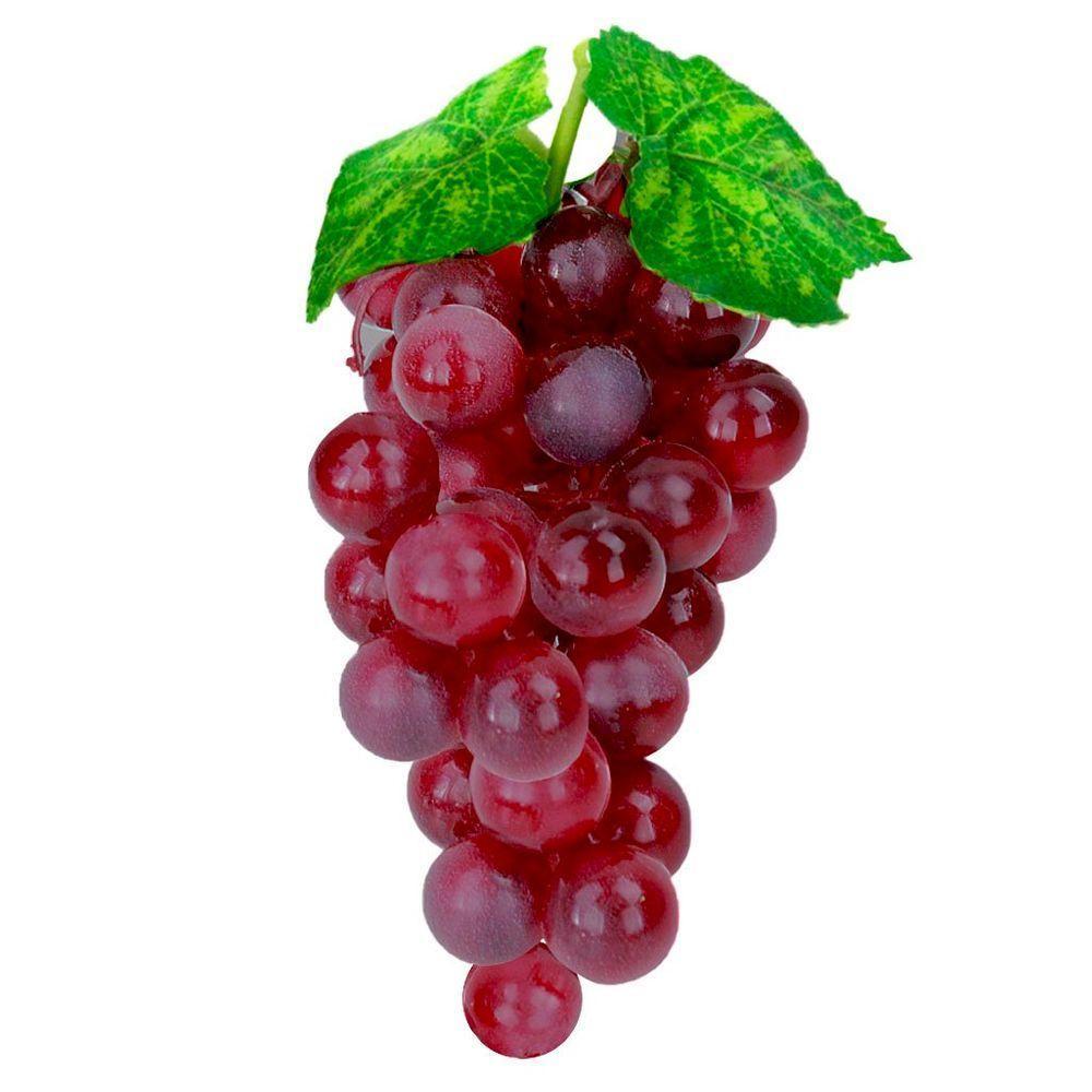 Cacho De Uva Avermelhada Fruta Artificial De Silicone 18cm - 1