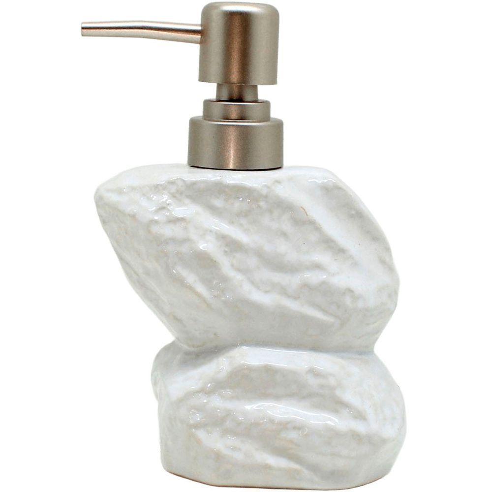 Saboneteira Líquida Decoração Branco Banheiro Cerâmica 350ml - 1