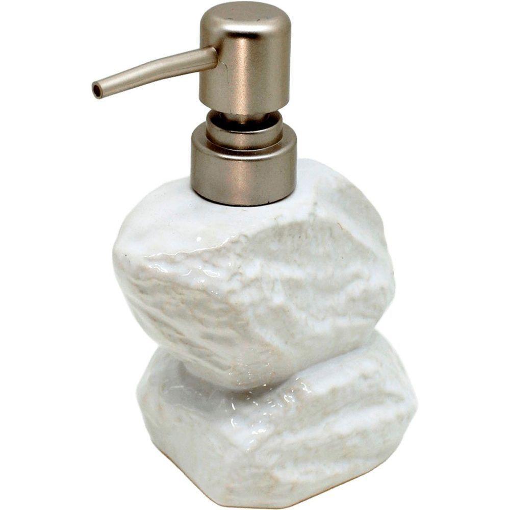 Saboneteira Líquida Decoração Branco Banheiro Cerâmica 350ml - 2