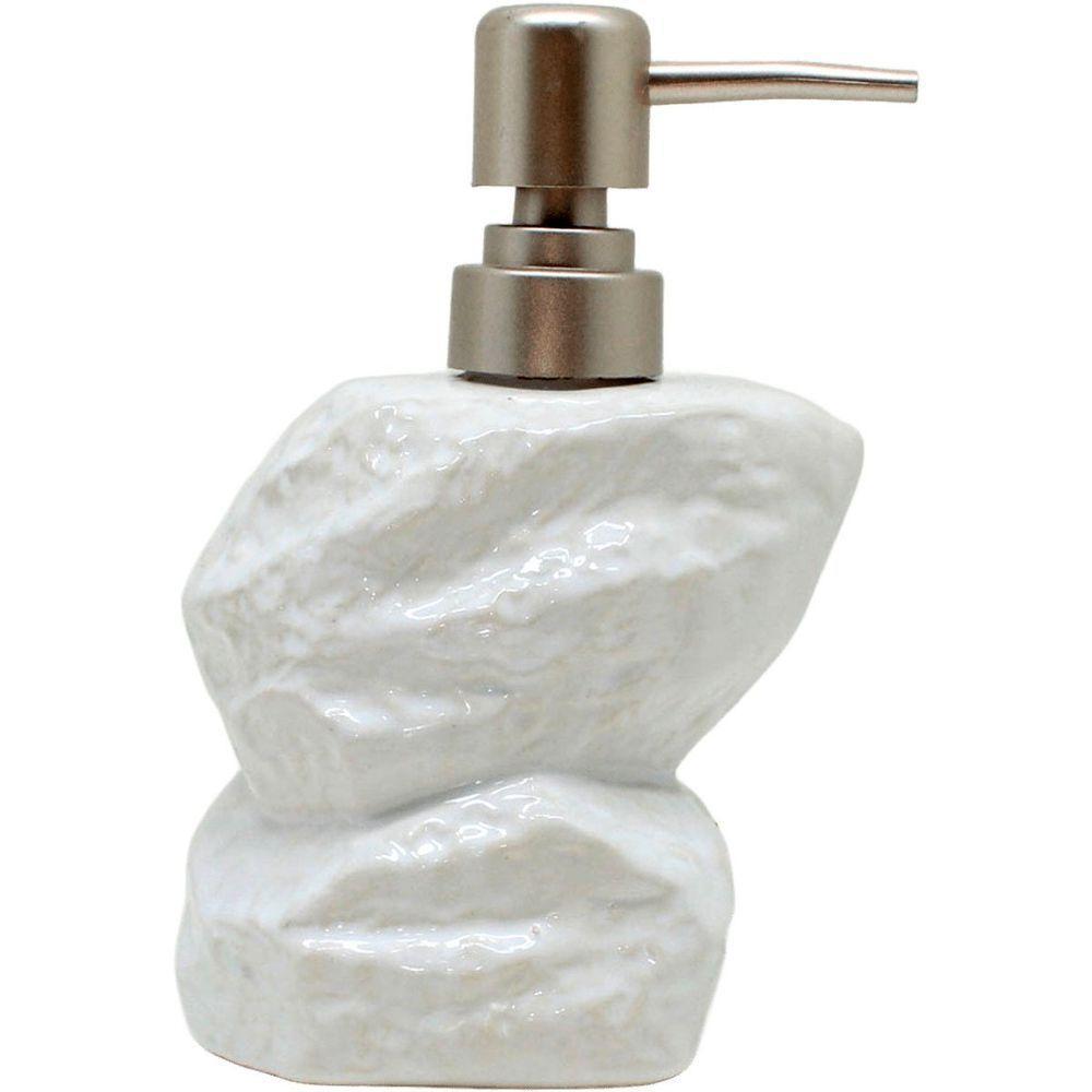 Saboneteira Líquida Decoração Branco Banheiro Cerâmica 350ml - 3