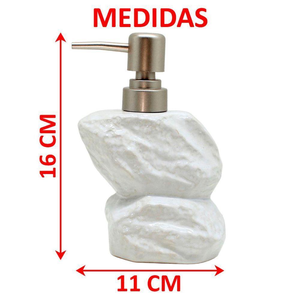 Saboneteira Líquida Decoração Branco Banheiro Cerâmica 350ml - 4