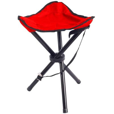 Cadeira Banqueta Camping Portátil Dobrável Tripé Vermelho