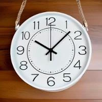 Relógio Parede Moderno Redondo Serrano Branco Com Corda 30cm - 2