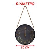 Relógio Parede Moderno Redondo Serrano Branco Com Corda 30cm - 4