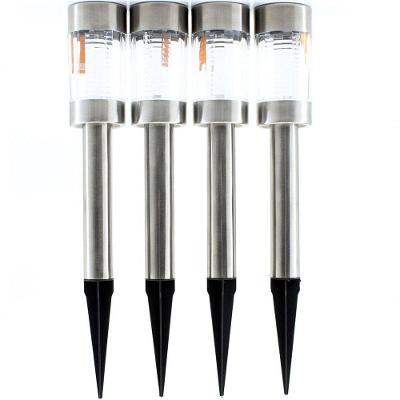 Kit 4 Luminária Solar Luz De Led Para Jardim Cromado