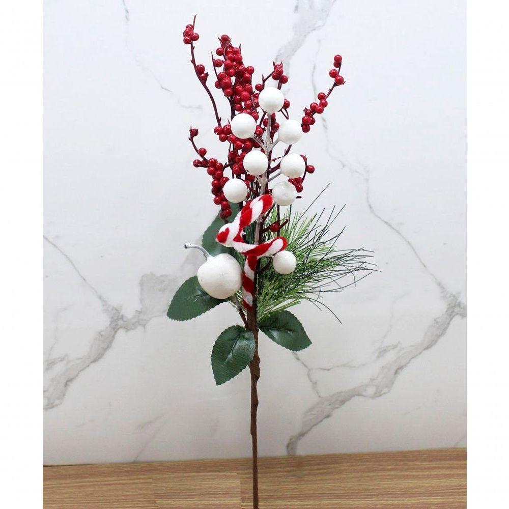 Kit 8 Arranjos Pick Berry Artificiais Enfeite Natalino 40cm - 3